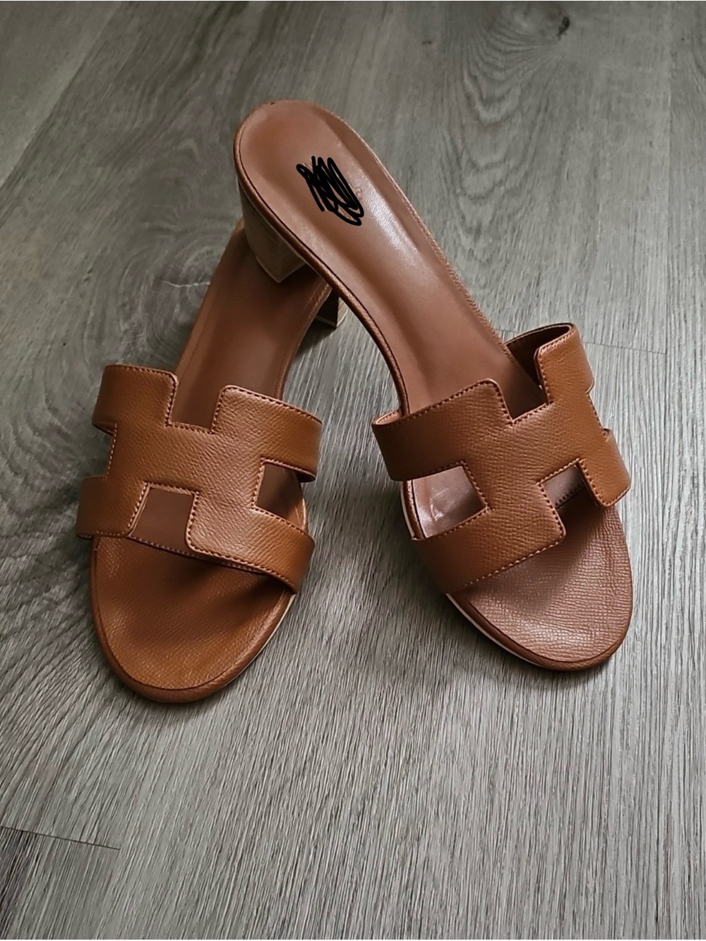 Women's Brown Slide Heeled Sandals
